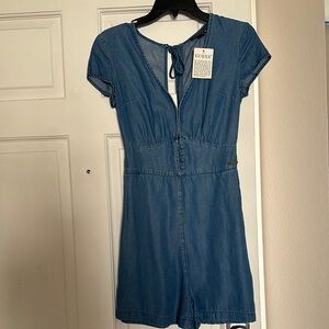 Guess Indigo Denim Romper XS w tassels NWT